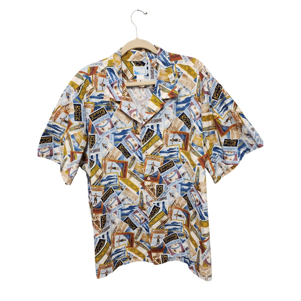 Vintage Pride Hawaiian Shirt 3XL Cotton Postcard Surf Print Made in Hawaii